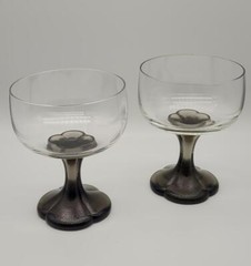 2 Rosenthal Smoked Textured 4 Leaf Stem Champagne Sherbet Glasses EXTREMELY RARE