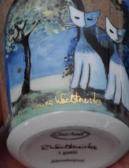 CHARMING GOEBEL ROSINA WACHTMEISTER SIGNED «I GATTI» FLAT BOTTOM TUMBLER