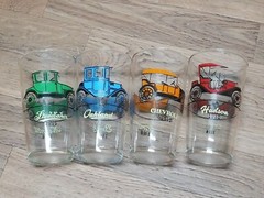 Set of 4 Rare Vintage Antique Classic American Cars Tumbler Glasses