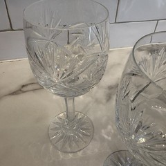 Zawiercie Hand Cut 24% Lead Crystal Wine Glasses – Poland Set of 4 – Starburst