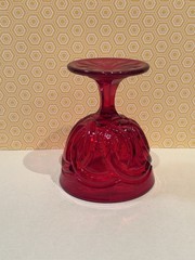 Vintage Double Ring Ruby Red Water / Wine GLASS Goblet Candy Dish LG Wright