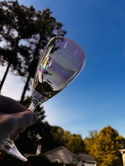 Five Beautifully Clear Iridescent Glasses For Wine, Juice Or Water Available.