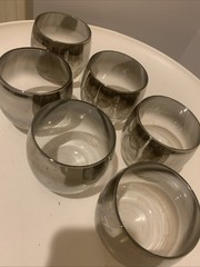 Dorothy Thorpe Roly Poly Glasses – Silver Fade Grape Design Vintage MCM Set Of 6