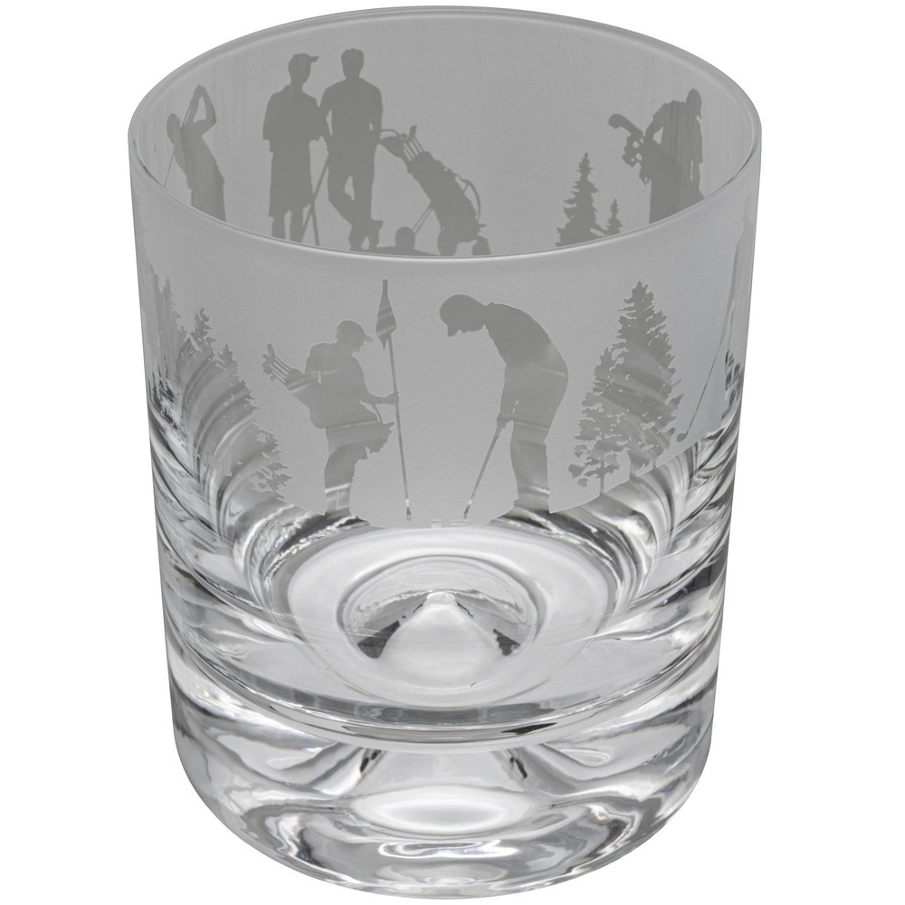 Whiskey Glass Decorated Golf Sandblast Sport Drinking Tumbler Gift Boxed Animo