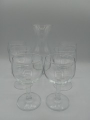 MCM Carafe and Wine Glasses with Caddy by Libbey, Made in Canada