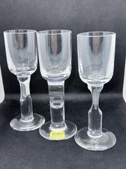 Vtg MCM Atlantis Full Lead Crystal Column Cordial Hand Blown Portugal Set of 3