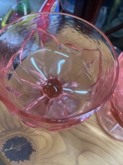 Pair Lacoupe Champagne Tiffin Pink Glass FRANCISCAN CABARET FOOT GOBLET