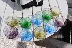 Morgantown Crinkle Glass Champagne / Sherbert Glasses Various Colors Set of 10