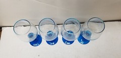 4 EPURE GLASS BLUE FADE WINE GOBLETS 8 1/4″