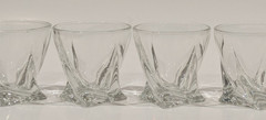 Set/4 MIKASA Motion Twisted Whiskey Scotch Glasses Square Base Crystal 8 oz 3.5″