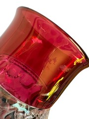 Set 4 Tiffin King’s Crown Thumbprint Ruby Red Flashed Top & Bottom Water Goblets