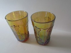 Indiana Glass Harvest Grape Marigold Carnival Tumblers Juice Glasses Lot of 2