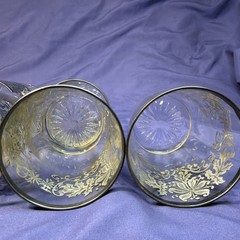 Rockwell Sterling Silver Overlay Glass Juice Tumblers 3.75″ MCM Floral Set 6