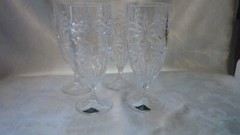 (4) SHANNON CRYSTAL «PALM BEACH» DESIGN WATER/ICE TEA GLASSES