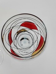 MILANO Mosaic Stained glass RED GOLD WATER GOBLETS STAINED 10 1/8” set of 2