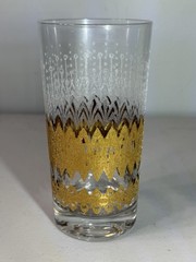 Vintage Pasinski Highball Glass MCM 22K gold encrusted filigree