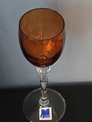G A CRYSTAL ITALIAN WINE GOBLETS Small Glasses Amber and Clear set in box