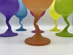 Vtg LIBBEY Z Stem Bright Colored Frosted Glass Goblets 🌺 Set of 6 ~ NEW in Box
