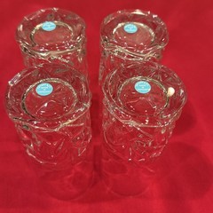 SET OF (4) TIFFANY & CO ROCK CUT HIGHBALL GLASSES, Lead Crystal, 6 1/2″; Germany