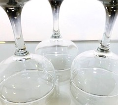 Silver Fade Petite Set Of 3 ~ 5 Oz Wine Glasses Goblets 4.5” Tall 3.25” Wide