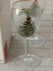 Spode CHRISTMAS TREE All Purpose WINE Glasses SETS OF FOUR in original box