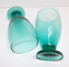 Vintage Libbey Juniper Teal Footed Glasses set of 2