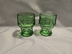 Set Of 2 VTG Anchor Hocking Georgian Honeycomb Green 3.5″ 5oz Flat Tumblers