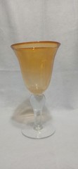 Hand Blown Seeded Bubble Glass Wine/Water Goblet Amber