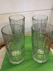 Lot Of 4 Anchor Hocking Tartan Clear Glass Tall 16 oz Iced Tea Tumblers Glasses