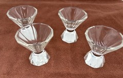 Crystal Cut Aperitif or Shot Glasses Set 4 Footed Vintage. Bohemian? Czech?