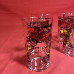 Vintage Libbey 5” Drinking Glasses (4) Antique Car Design Studebaker Cadillac