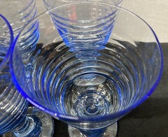 Libbey Sirrus Light Ice Blue Ribbed Wine Water Goblet Glasses 12oz Set of 4