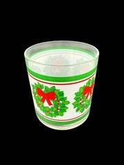 VTG Hallmark Christmas Wreath Holly Bow Old Fashioned Rocks Tumbler Glass Set 9