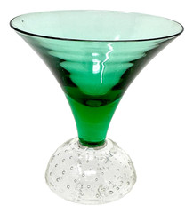 Martini Champagne Glasses 7 Different Colors Hand Blown Bubble Bottoms 3.5″ Tall