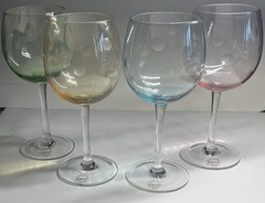 Artland Polka Dot Balloon Wine Glasses Set of 4, Multicolored Stemware Drinkware