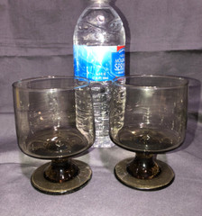 Pair Of Vintage ‘70’s Libbey Tawny Accent Rocks Stemmed Glasses