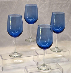 Libbey Vina Blue Wine Glasses Water Goblets 16oz 9.25″ Set of 4