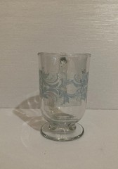 Vtg Libbey Snowflake Swirl Footed Glass Mug Blue & White on Clear | Replacement