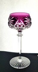 Nachtmann Antika pattern Amethyst Cut to Clear Lead Crystal Wine Hock 7″ Germany