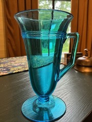 Vintage Fostoria 6” Priscilla Blue Footed Handled Glass