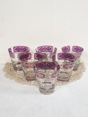 Georges Briard Signed 22K Gold & Purple Design Extremely Rare Glasses Glassware
