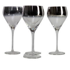 Vintage Ombre Silver Overlay Wine Glasses Goblets Modern 9″ Set of (4)