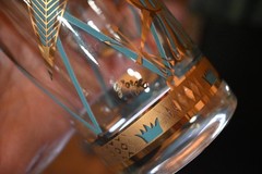 MCM Georges Briard 22K Gold Turquoise Set Of 4 Highball Glasses Gold Eagle&crown