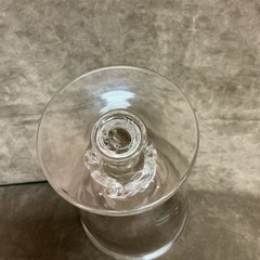 Vintage large hand blown turned underlip large beer goblet Rigaree stem Glass