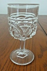 *EAPG ETURIA/HALEY’S COMET CLEAR 2 OZ WINE GOBLET MODEL FLINT GLASS,1891-B15-E