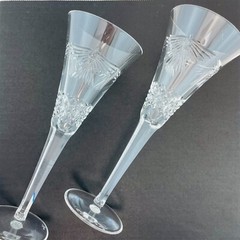 Waterford Crystal Champagne Flutes The Millennium Collection PEACE Dove Pair