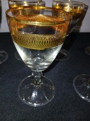 Rimpler Kristall, Zwiesel Germany. 10 crystal white wine glasses with gold rim