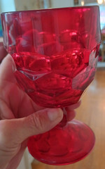 Vtg lot 2 Viking Georgian Ruby Red Glass 6900 Wine Goblet 57.5″ Stemmed Chalice