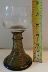 Vintage German Romer Style Olive Green Glass Beehive Ribbed Stem