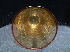 Vintage Tumblers Amber Yellow Glass Diamond Textured Glasses 14oz 6″ H